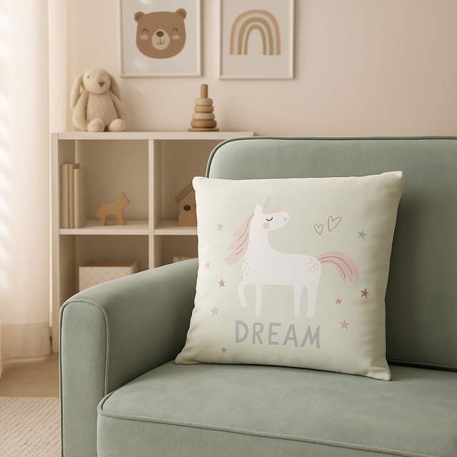 Perna decorativa cu unicorn, 40 x 40 cm