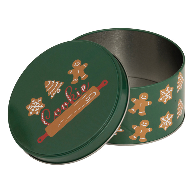 Recipient rotund pentru biscuiți, metal, 3 bucăți, verde