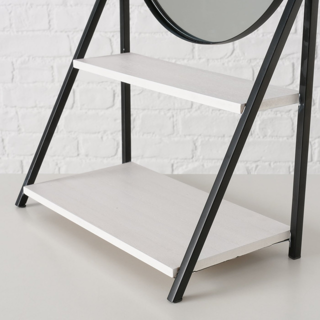 Oglinda ACAPULCO pe picioare cu raft, rotunda, inaltime 50,5 cm