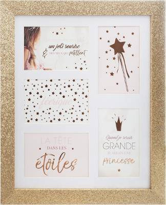 GLITTER multi-cadru, auriu, 5 fotografii