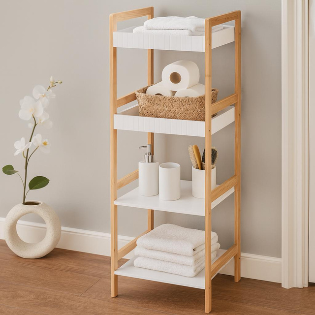 Stâlp de baie FORMA, cadru din bambus, 36 x 33 x 110 cm