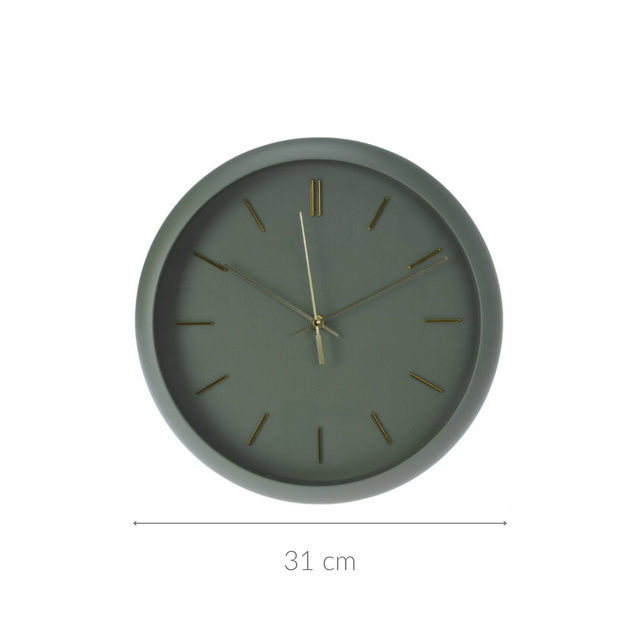 Ceas de perete modern, cu ace aurii, Ø 31 cm