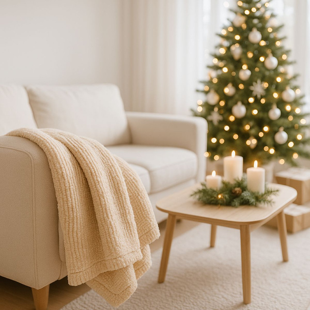 Pătură din flanel 160 x 130 cm, bej