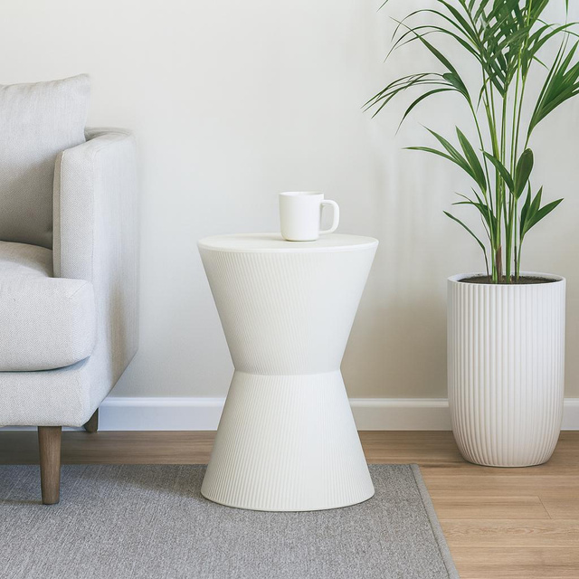 Meseu lateral pentru canapea tip totem TOME, Ø 29 x 45 cm, alb