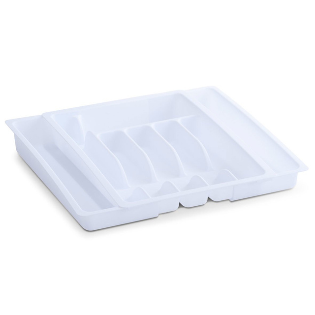 Container extensibil pentru tacâmuri, inserție pentru sertar, 29 - 47 x 38 x 6,5 cm, ZELLER, alb