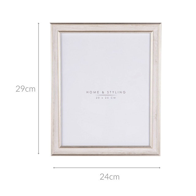 Ramă foto, imitație de lemn alb, 24 x 29 cm