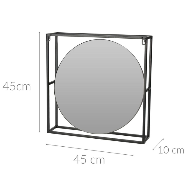 Oglindă rotundă cu cadru metalic, 45 x 45 cm