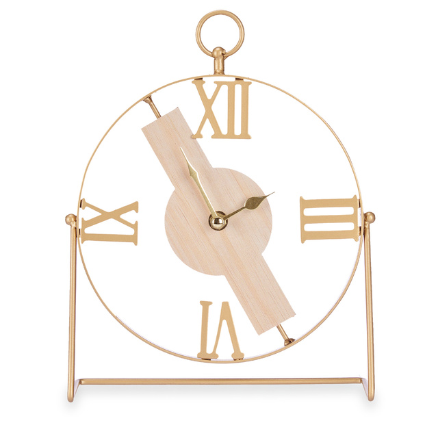 Ceas pentru comoda cu cadran minimalist si ace aurii, 21 x 27 cm
