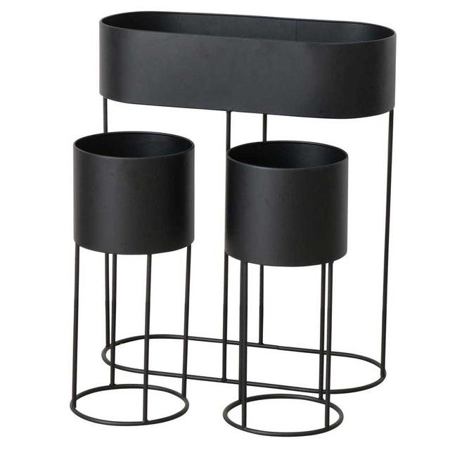 Set 3  suporturi pentru  flori Aurela, negru