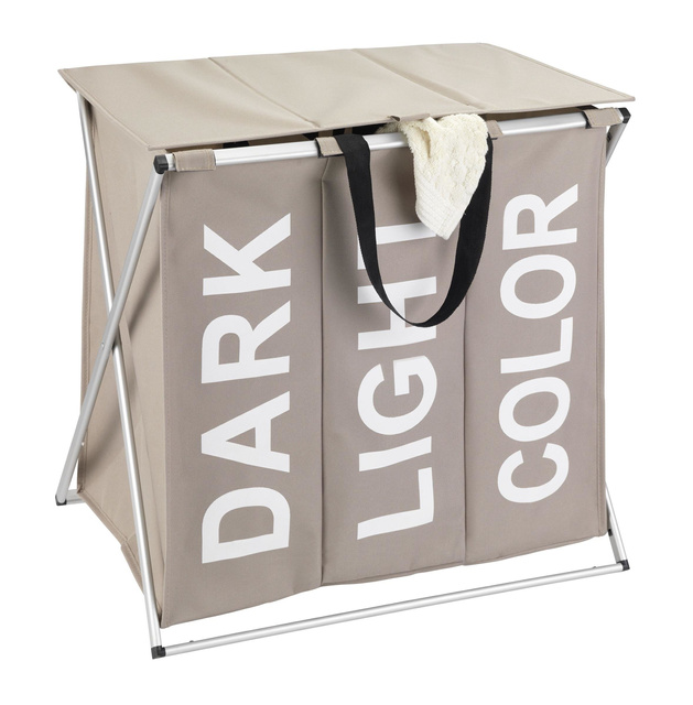 Cos de rufe pliabil cu 3 compartimente, Bej, 118 L, Wenko