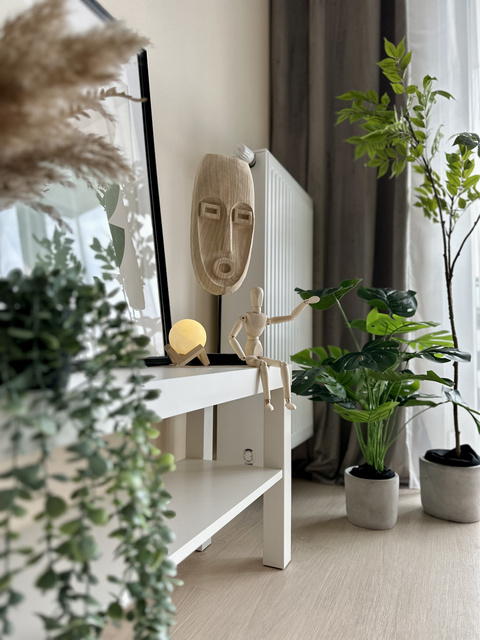 Mască din lemn SAFARI, motiv etnic, maro natural, înălțime 46,5 cm