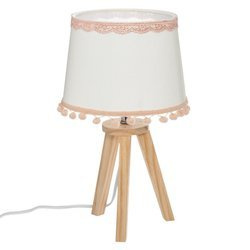 Lampa de masa POMPOM, picioare din lemn, 32 cm
