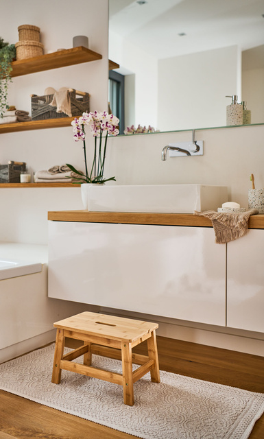 Taburet din bambus, 38,5 x 26 x 25 cm