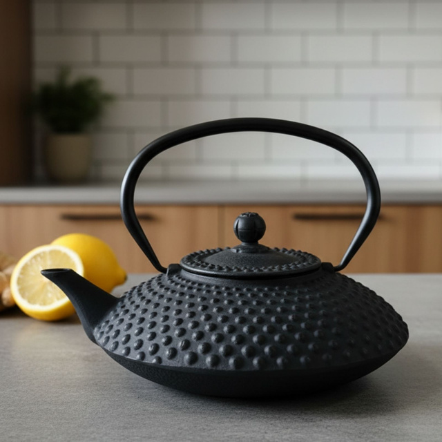 Ceainic din fontă cu infuzor MIKA, 1250 ml, negru