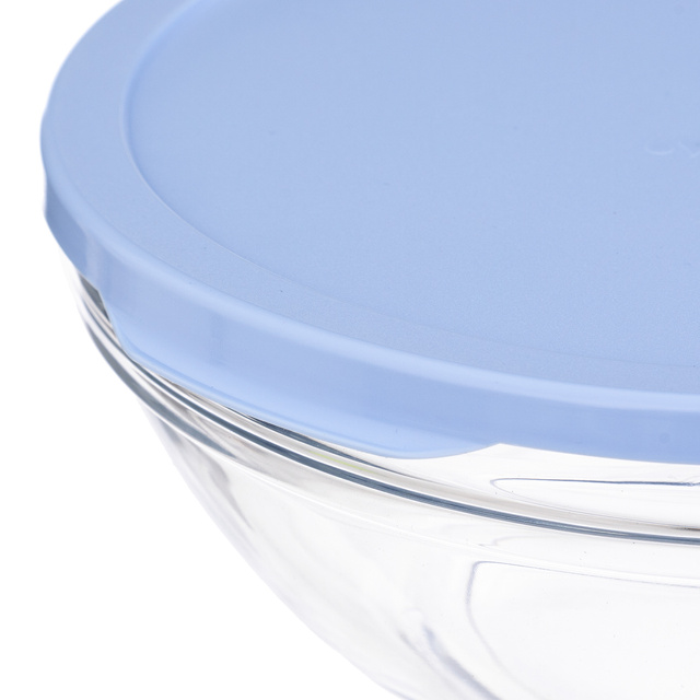 Set 4 boluri din sticla, capace colorate