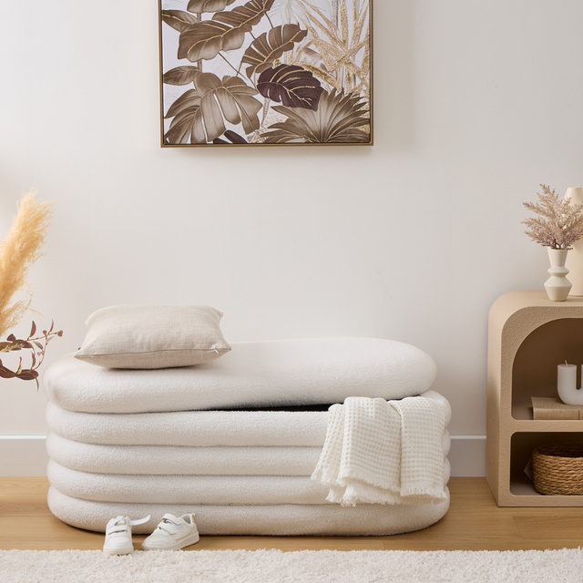 Scaun pentru hol GIULIA boucle, cu spațiu de depozitare, 110 x 46 x 40,5 cm