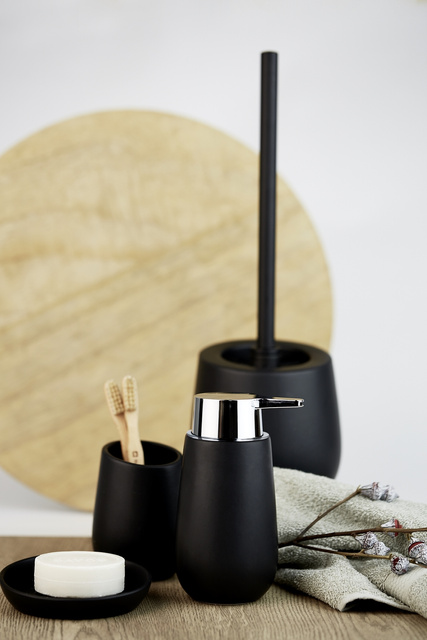 Dispenser săpun lichid BADI, Negru, 320 ml, WENKO