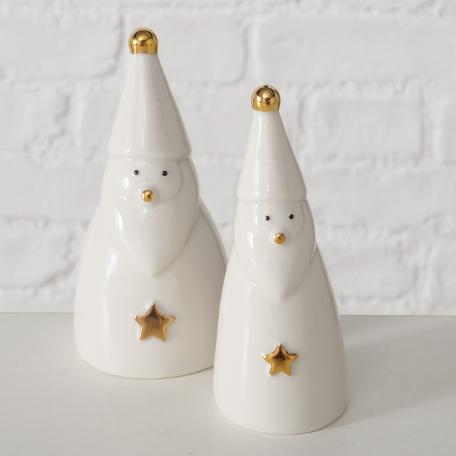 Două figurine din porțelan JELKI, Moș Crăciun albe