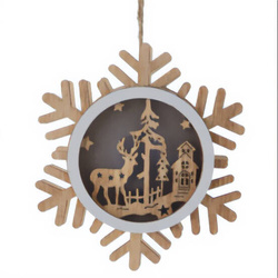 Decorațiune de Crăciun din lemn pentru suspendare, 12 cm