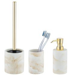 Set accesorii baie ODOS, dozator de sapun lichid + perie de toaleta + pahar periuta de dinti, WENKO