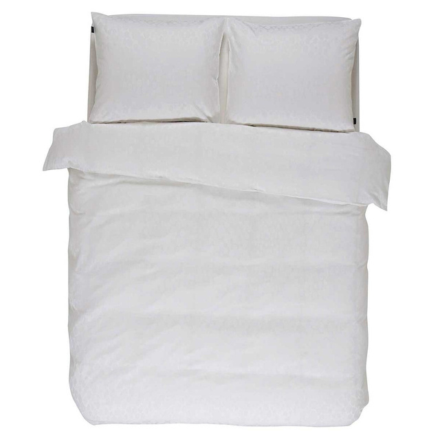 Set de lenjerie din satin de bumbac în nuanța albă, 200 x 220 cm, Essenza