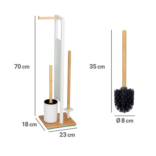 Suport hârtie igienică și perie WC RIVALTA, 3în1
