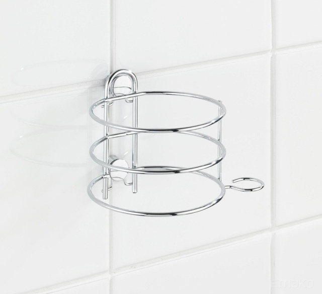 Suport pentru uscatorul de par Wenko Classic, Otel inoxidabil, 13.5 x 11 x 10.5 cm, 9.5 cm diametru, Argintiu