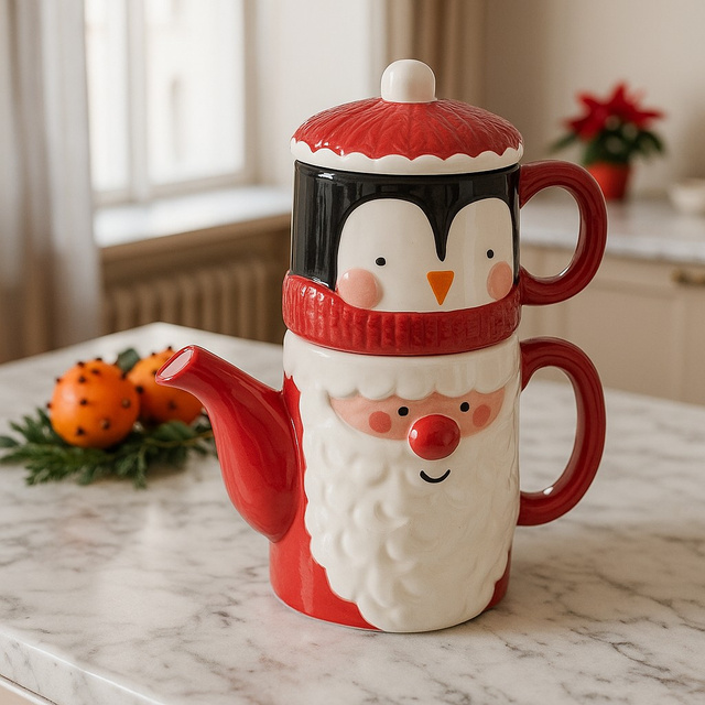 Ibric si cana cu motiv de Craciun, 21 cm