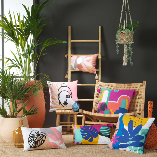 Perna decorativa din bumbac cu imprimeu PAPAYA, 45 x 45 cm