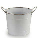 Husa ghiveci tip galeata, zinc, alb, Ø 21 cm