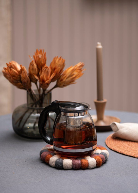 Suport decorativ din bile de lână PIHLA, Ø 20 cm