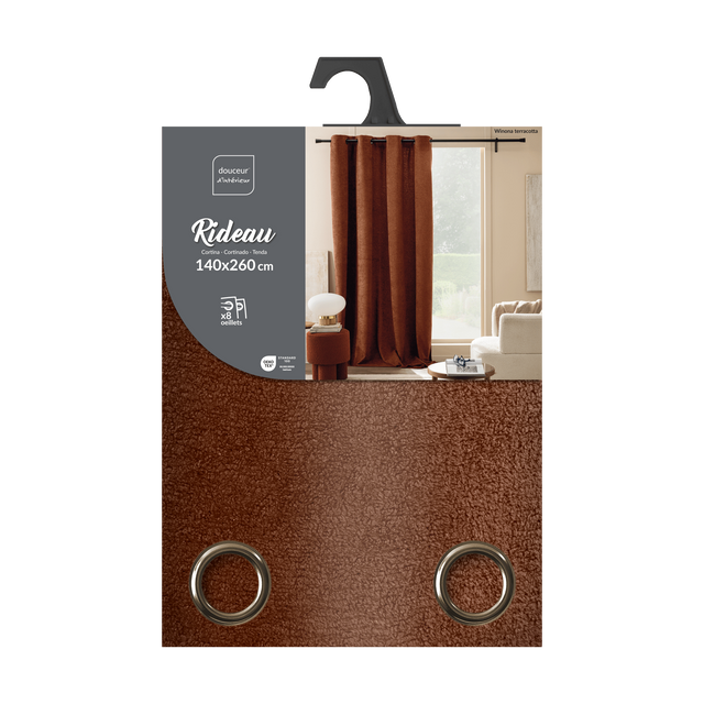 Cortină cu inele 140 x 260 cm WINONA, maro