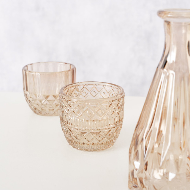 Set de decor din sticlă CHERIN, sfeșnice și vază