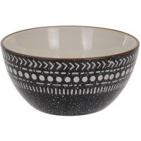 Miska ceramiczna na sałatki, kuchenna, kolor czarny ze wzorem