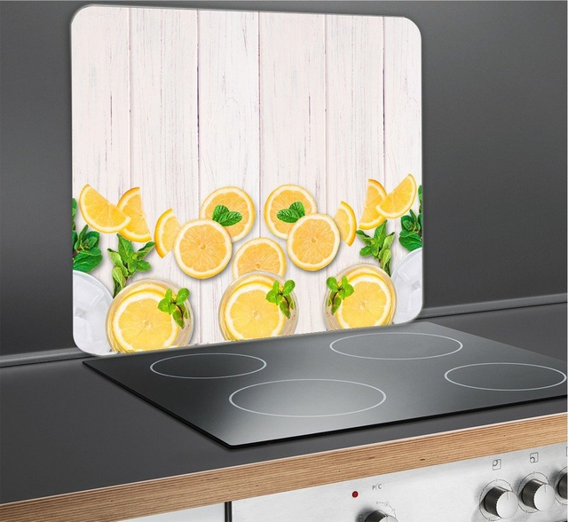 Placă rezistentă la căldură pentru a acoperi aragazul, cu model + picioare antiderapante - sticlă călită, 56 x 50 cm, WENKO