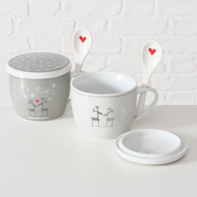 Cana jumbo de Crăciun cu capac și linguriță LOVELIES, 600 ml