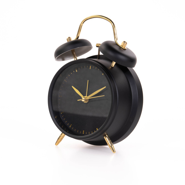 Ceas deșteptător în stil clasic cu indicatori aurii, metal, Ø 12 cm