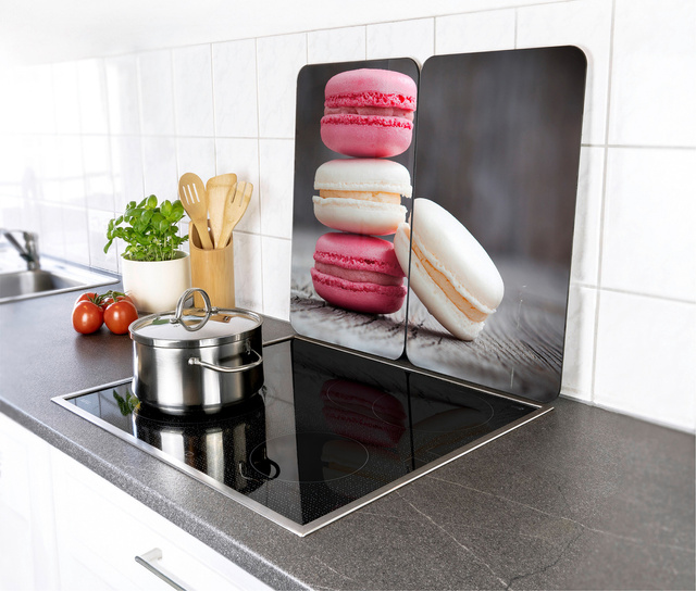 Plăci de protecție din sticlă MACARONS pentru aragaz – 2 bucăți, WENKO, macarons