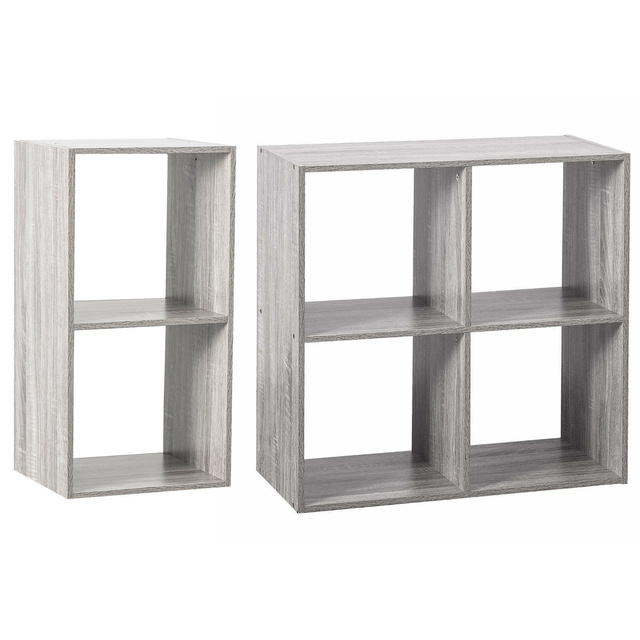 Raft decorativ cu 2 compartimente, inaltime 67,6 cm, gri