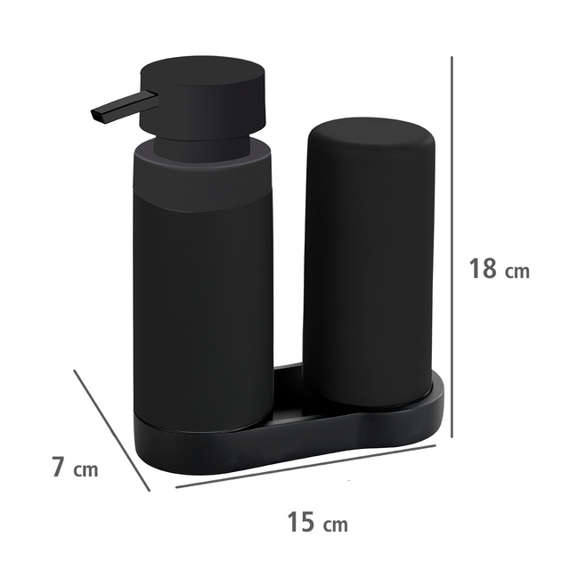 Dispenser săpun și recipient din silicon pentru lichide, set 2-în-1 pentru bucătărie sau baie - 250 ml, WENKO
