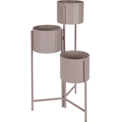 Suport de flori loft pentru 3 ghivece VIKO, metalic, taupe