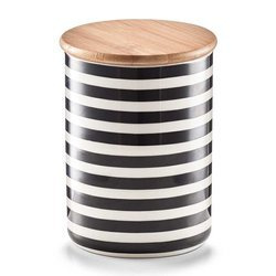 Recipient ceramic STRIPES cu capac din bambus, 580 ml, ZELLER