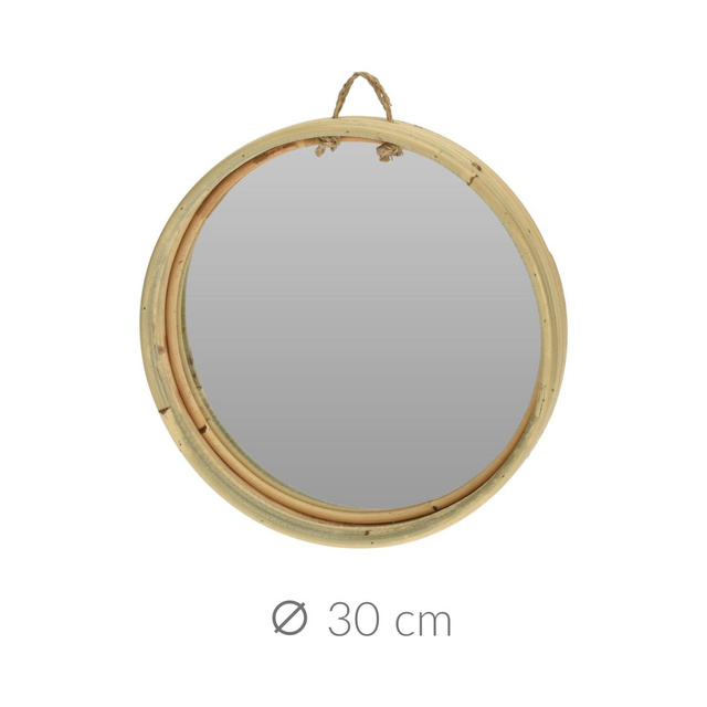 Oglinda decorativa rotunda cu rama din ratan, Ø 30 cm