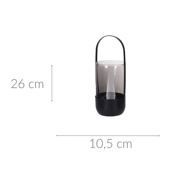 Felinar de sticla pe cadru metalic, 16 cm