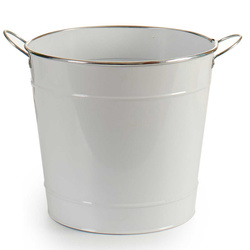 Husa ghiveci tip galeata, zinc, alb