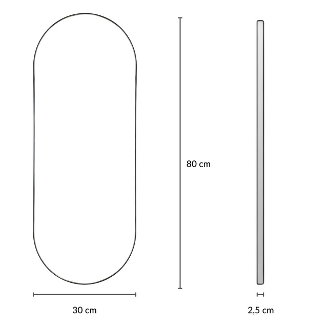 Oglindă decorativă suspendată ALVA, 80 x 30 cm