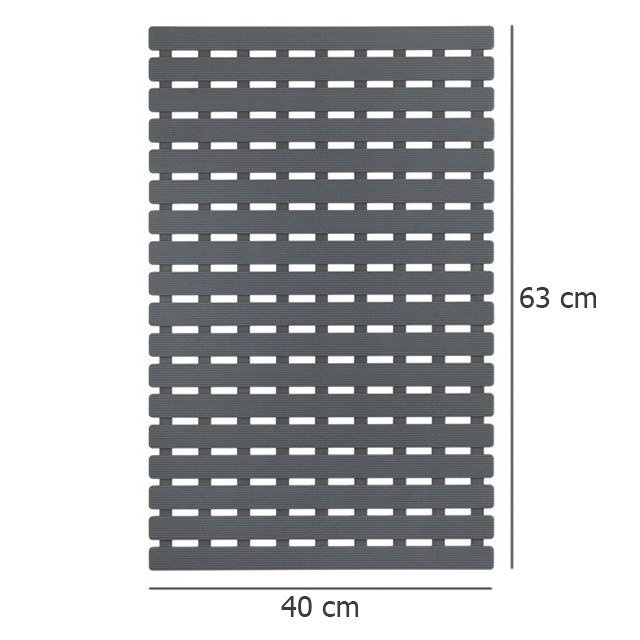Covoras baie anti-alunecare, Wenko, 63x40cm, Plastic, Gri inchis