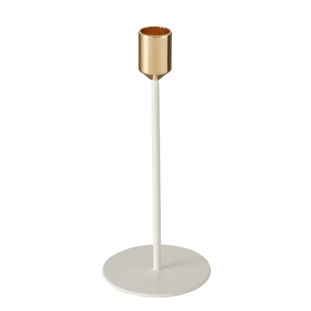 Suporturi de lumanare din metal Marko, alb si auriu, set 3 bucati