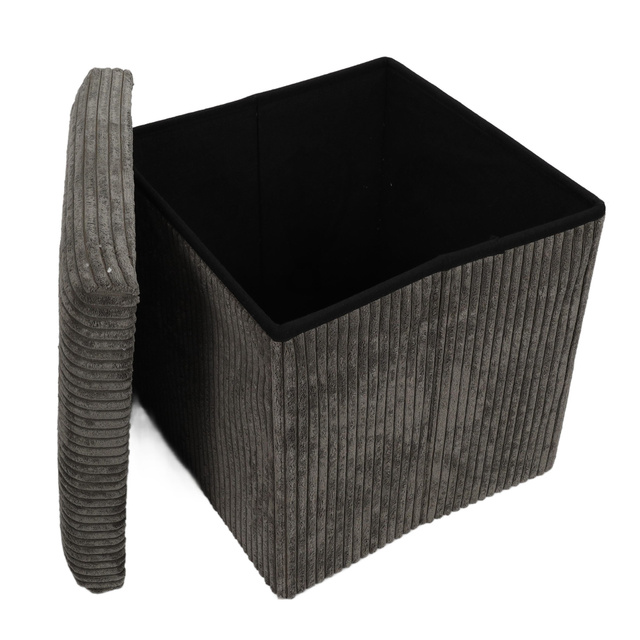 Taburet din velur-cord cu spațiu de depozitare TOBO, 38 x 38 x 38 cm