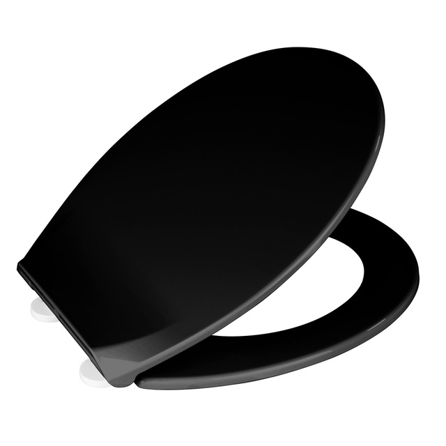 Capac universal pentru toaletă negru, fabricat din Thermoplast, cu un sistem inovator de asamblare